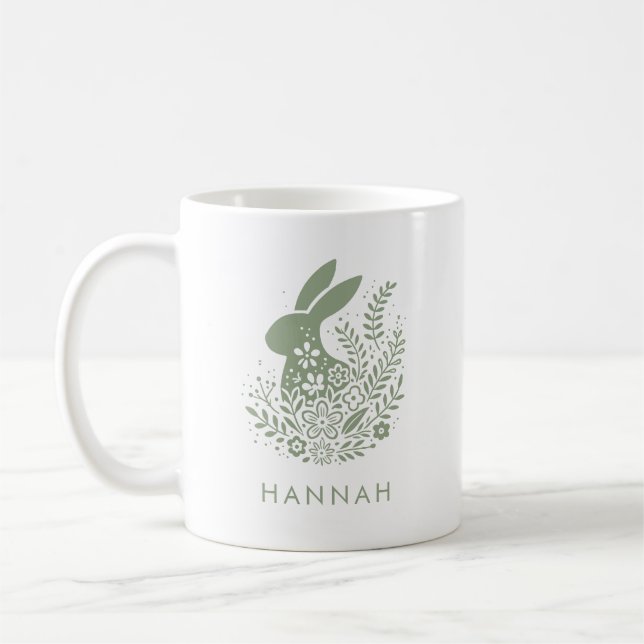 Mug Personalized Floral Easter Bunny (Gauche)