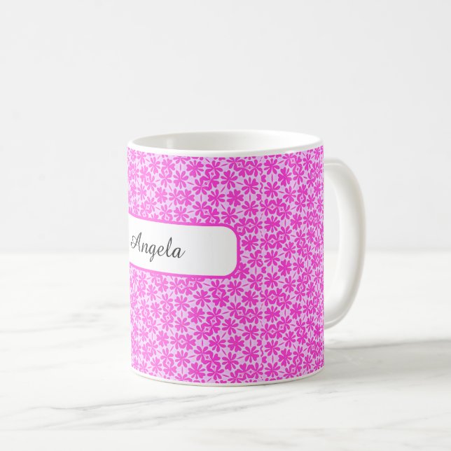 Mug Personalized Fuchsia Flowers (Devant droit)