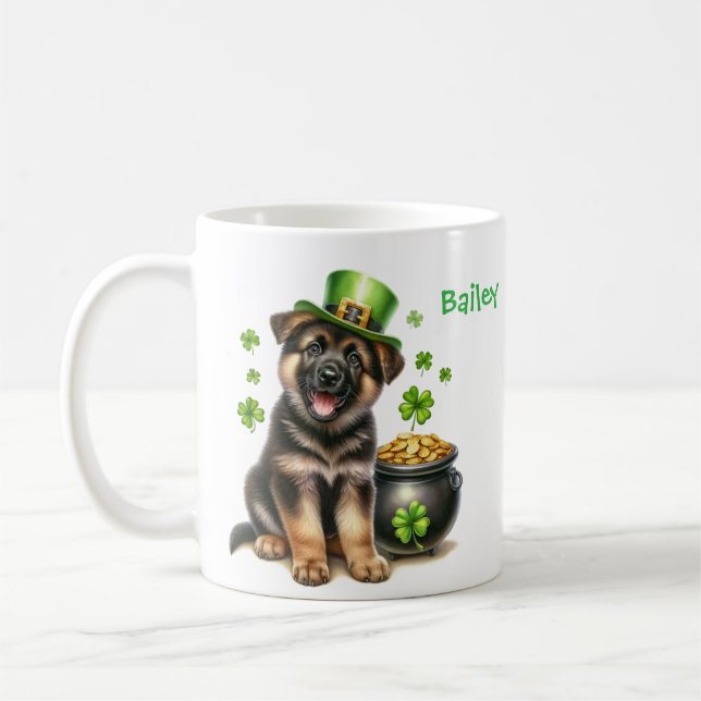 Mug Personalized German Shepherd St. Patty's Day (Gauche)