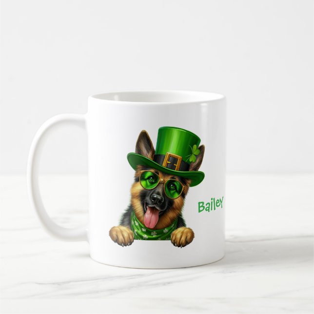 Mug Personalized German Shepherd St. Patty's Day  (Gauche)