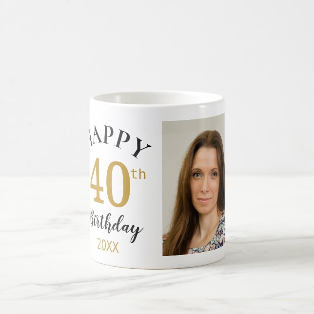 Mug Personalized Happy 40th Birthday 5 Photo Collage  (Centre)