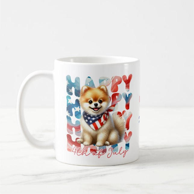 Mug Personalized Happy 4th of July Pomeranian  (Gauche)
