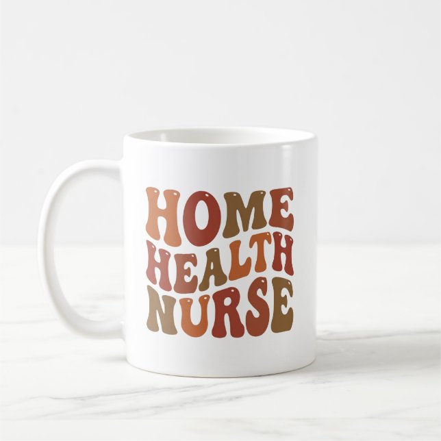 Mug Personalized Home Health Nurse Retro Typography (Gauche)