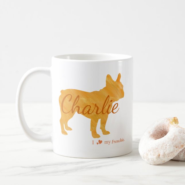 Mug Personalized I Love My Frenchie French Bulldog (Avec donut)