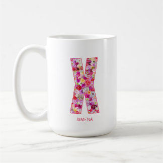 Mug Personalized Initial | Floral Letter X Monogram 