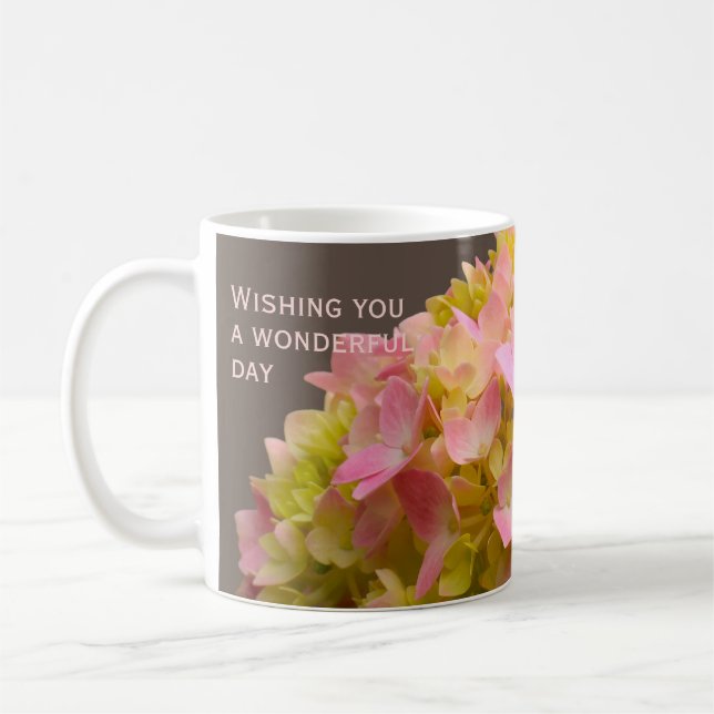 Mug Personalized Inspirational Spring Hydrangea Flower (Gauche)