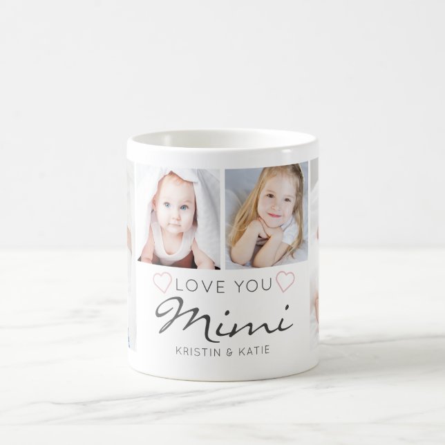 Mug Personalized LOVE YOU MIMI Handwritten 4 Photo (Centre)