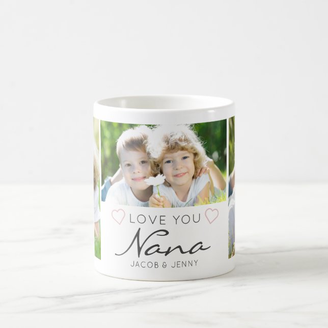 Mug Personalized LOVE YOU NANA Handwritten 3 Photo (Centre)