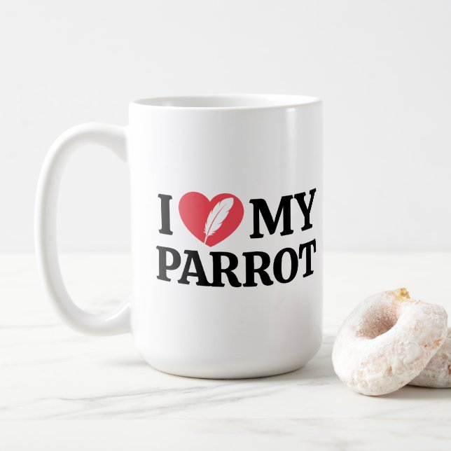 Mug Personalized Minimal White Parrot Love Quote (Avec donut)