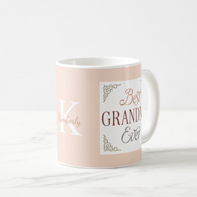 Mug Personalized Monogram Name Best Grandma Ever  (Devant droit)