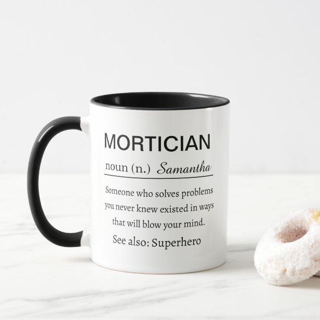 Mug Personalized Mortician Definition Funny  (Avec donut)