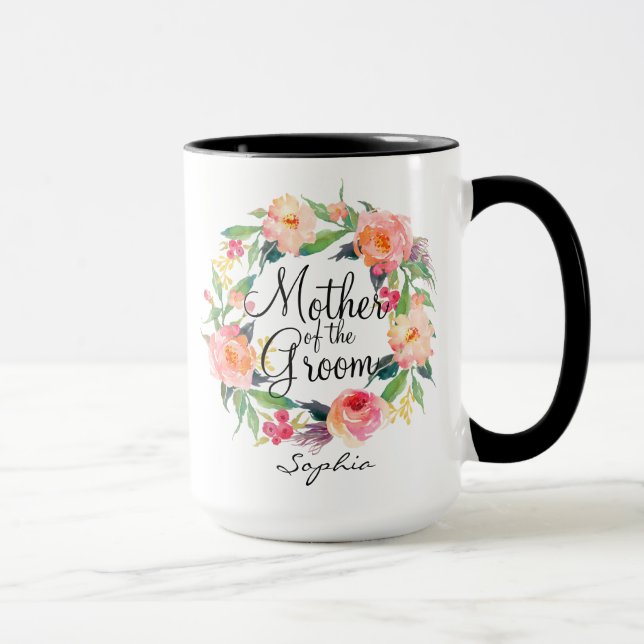 Mug Personalized Mother of the Groom Floral Wreath (Droite)