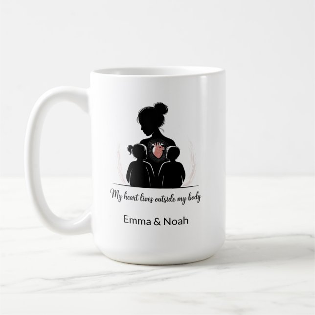 Mug Personalized Motherhood Silhouette–Custom Mom Gift (Gauche)