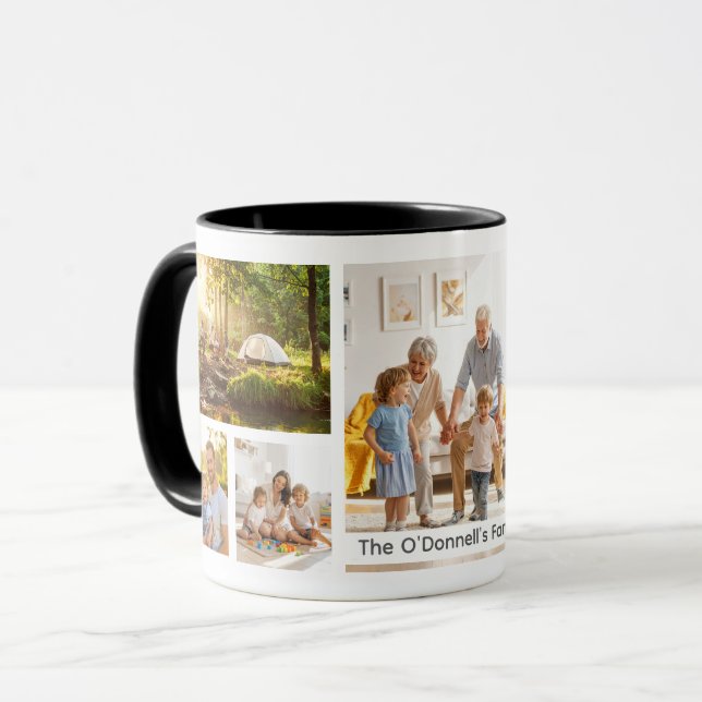Mug Personalized Name Family Collage Photo (Devant gauche)
