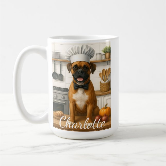 Mug Personalized Name Funny Boxer Dog Loving Chef (Gauche)