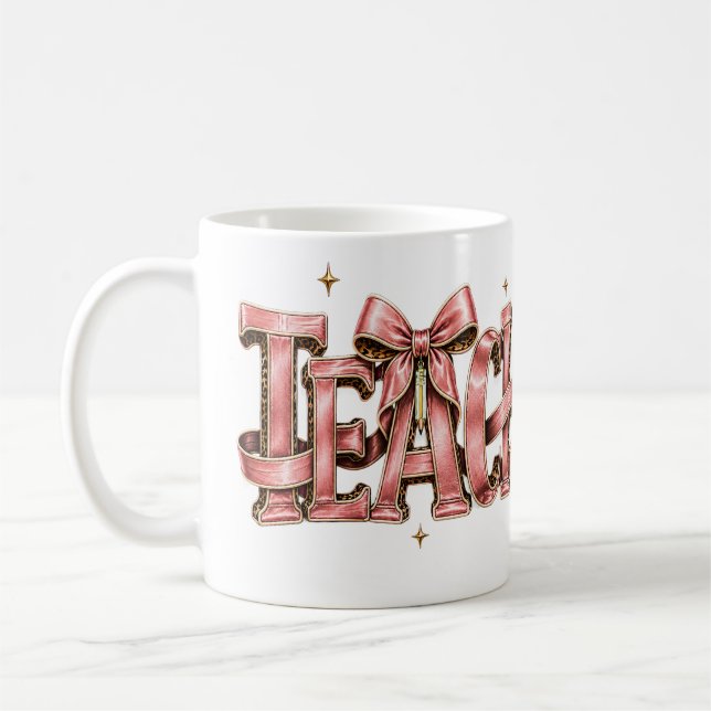 Mug Personalized Pink Bow Name Mug, Coquette Custom Na (Gauche)