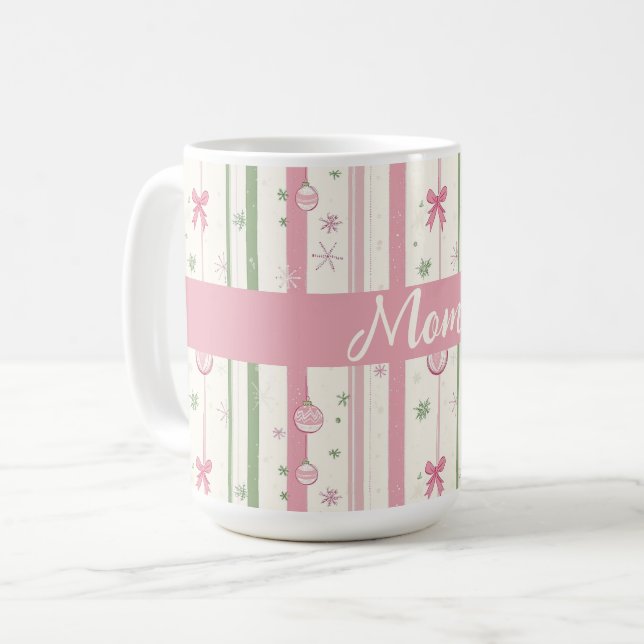 Mug Personalized Pink Coquette Mom Holiday (Devant gauche)