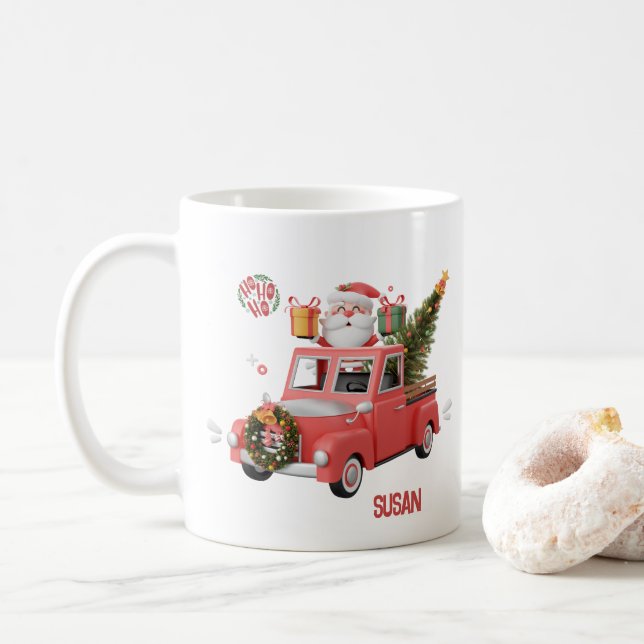 Mug Personalized Pink Truck Christmas  (Avec donut)
