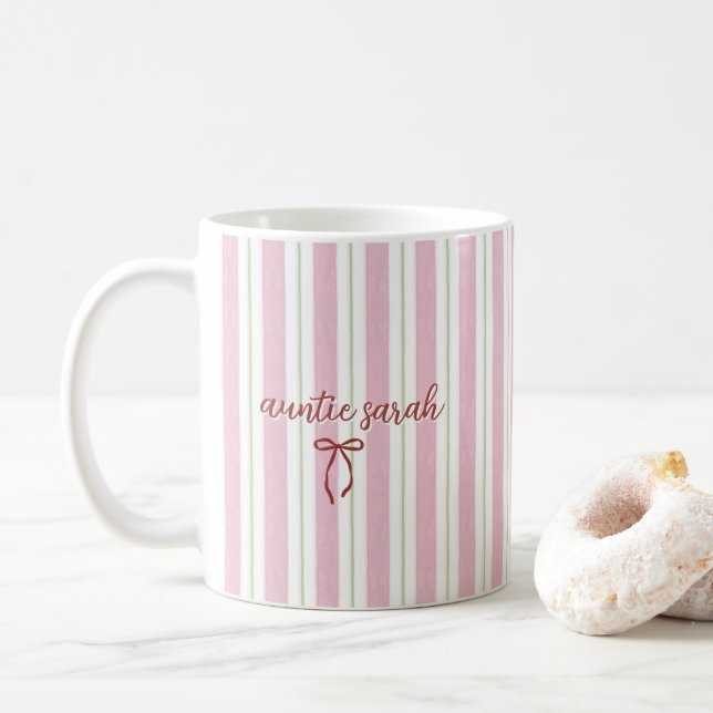 Mug Personalized Pregnancy Reveal Pink Stripe (Avec donut)