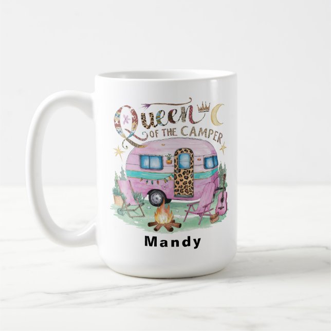 Mug Personalized "Queen of the Camper" Glamping (Gauche)