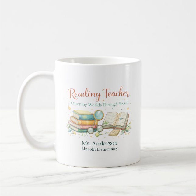 Mug Personalized Reading Teacher Gift (Gauche)