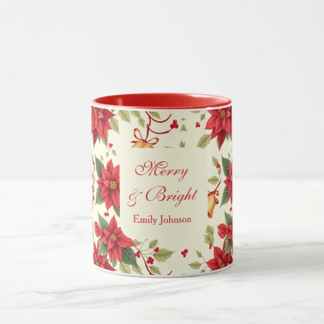 Mug Personalized Retro Christmas Floral   (Centre)