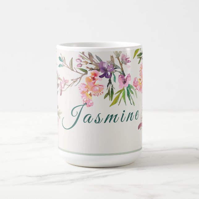 Mug Personalized Spring Floral Watercolor Botanical (Centre)