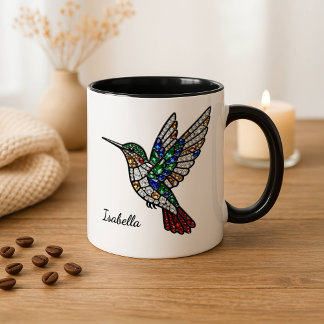 Mug Personalized Stained Glass Hummingbird Coffee Cup