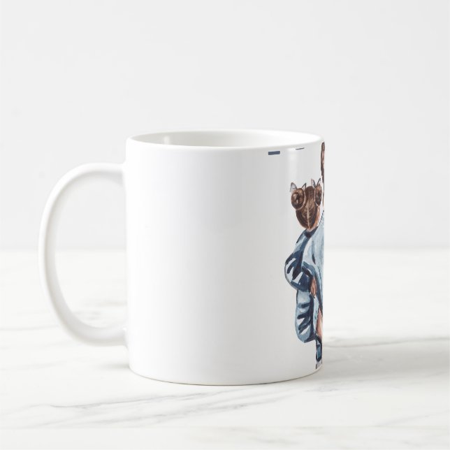 Mug Personalized Super Mom with Son and Daughter Gift (Gauche)