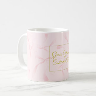 Mug Personalized Text Pink Ribbon Pattern Design