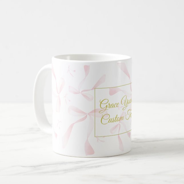 Mug Personalized Text Watercolor Ribbon Pattern Design (Devant gauche)