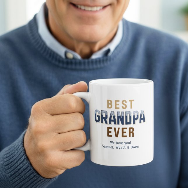 Mug Personalized Typography Design Best Grandpa Ever  (Créateur téléchargé)