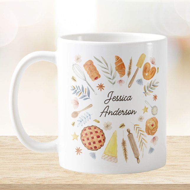 Mug Personalized Watercolor Baking Pastry Chef (In situ)
