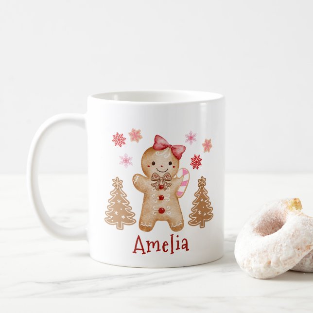 Mug Personalized Watercolor Gingerbread Cookie  (Avec donut)