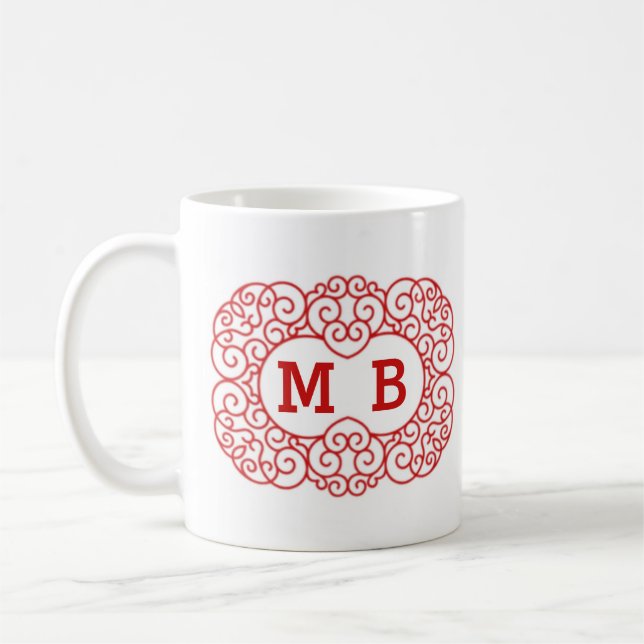 Mug Personalized White red Women’s Elegant Custom Gift (Gauche)