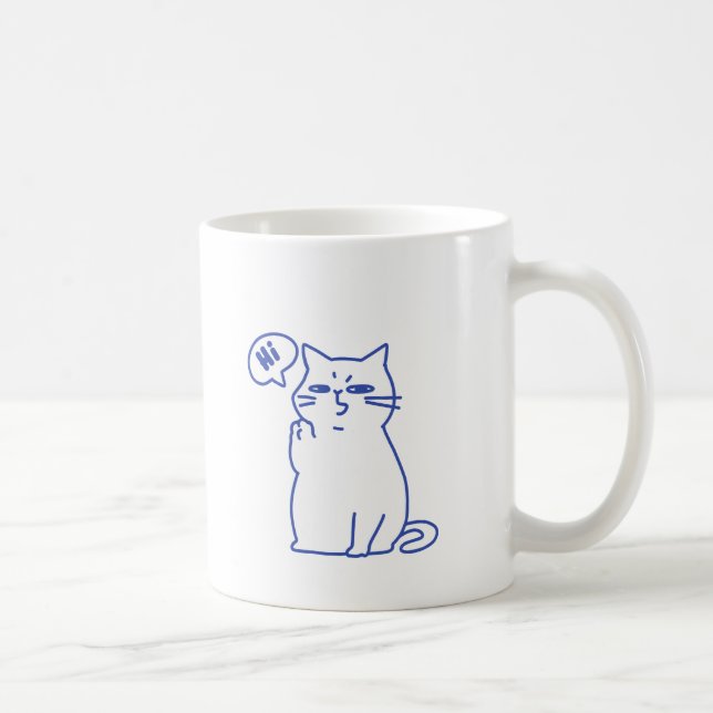 Mug Personnage de chat blanc mignon drôle doodle (Droite)