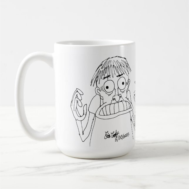 Mug personnage de dessin animé paniqué (Gauche)