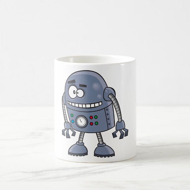 Mug Personnage de robot drôle Mignon Bleu Rétro (Créateur téléchargé)