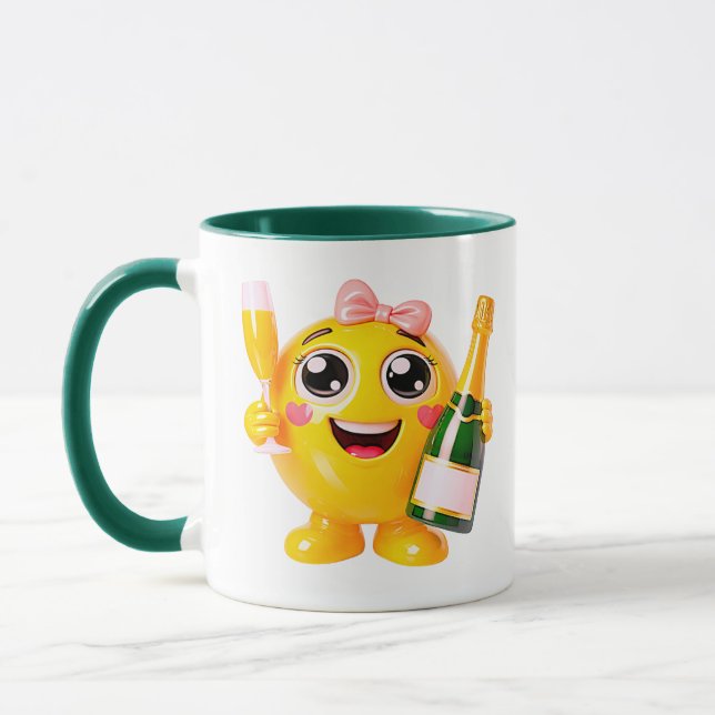 Mug Personnage Émoticône Champagne Souriant (Gauche)