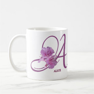 Mug Personnalisable Alice nom rose rose rose floral mi