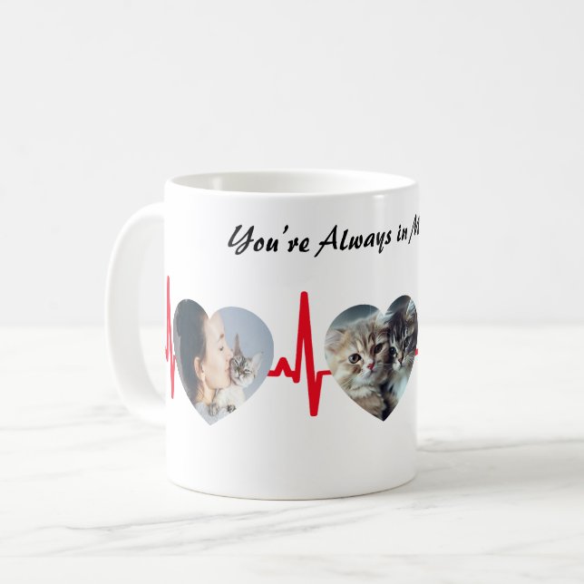 Mug personnalisable avec trois photos en forme de  (Devant gauche)