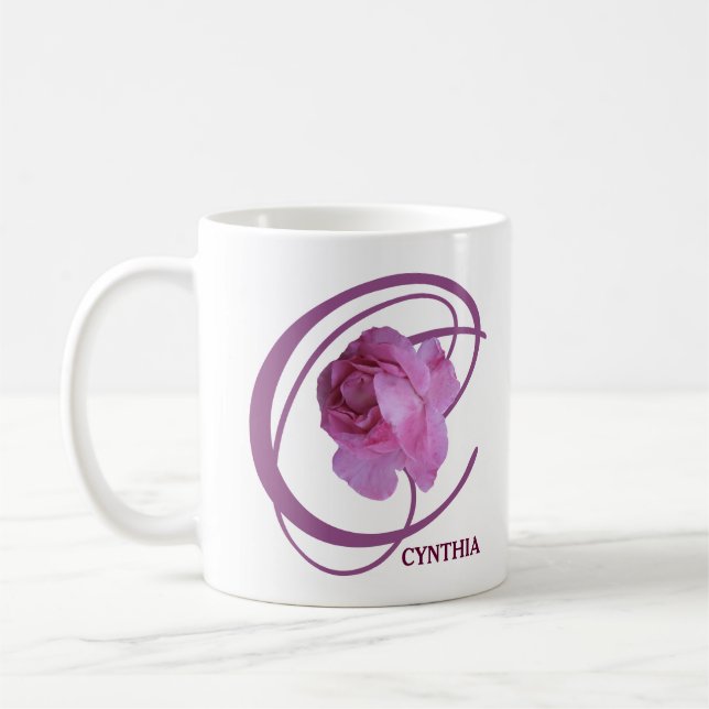 Mug Personnalisable Cynthia rose fleurs boho tendance (Gauche)