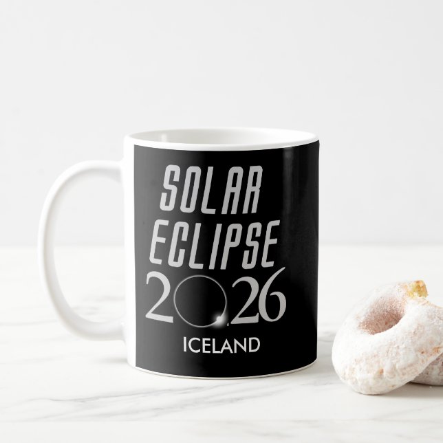 Mug personnalisable Éclipse solaire 2026 Islande (Avec donut)