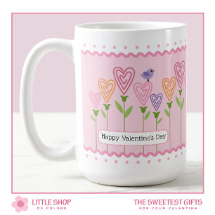 Mug Personnalisable Floral Hearts Valentines Day