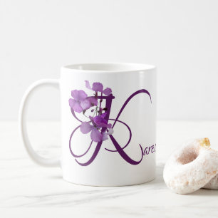 Mug Personnalisable Karen nom fleurs violettes fleurie