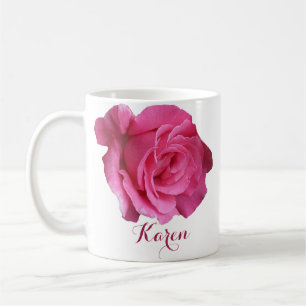 Mug Personnalisable Karen nom rose fleurs boho