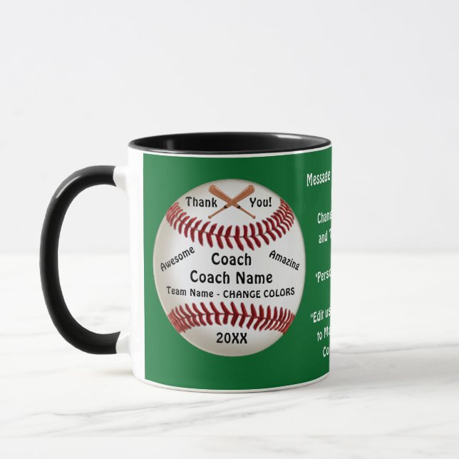 Mug  Personnalisable, Merci D'Entraîneur De Baseball, (Gauche)
