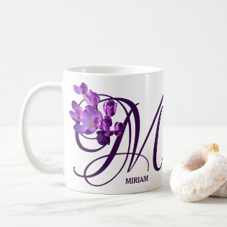 Mug Personnalisable Miriam nom fleurs violettes monogr