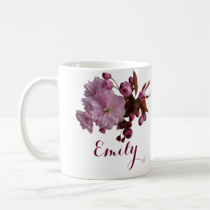 Mug Personnalisable Miriam nom rose fleurs boho