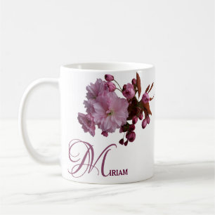 Mug Personnalisable Miriam nom rose fleurs boho